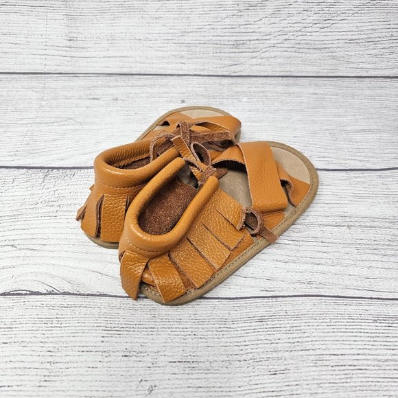 Fringed Moccasin leather‎ sandals childrens size 6 - Picture 5 of 9
